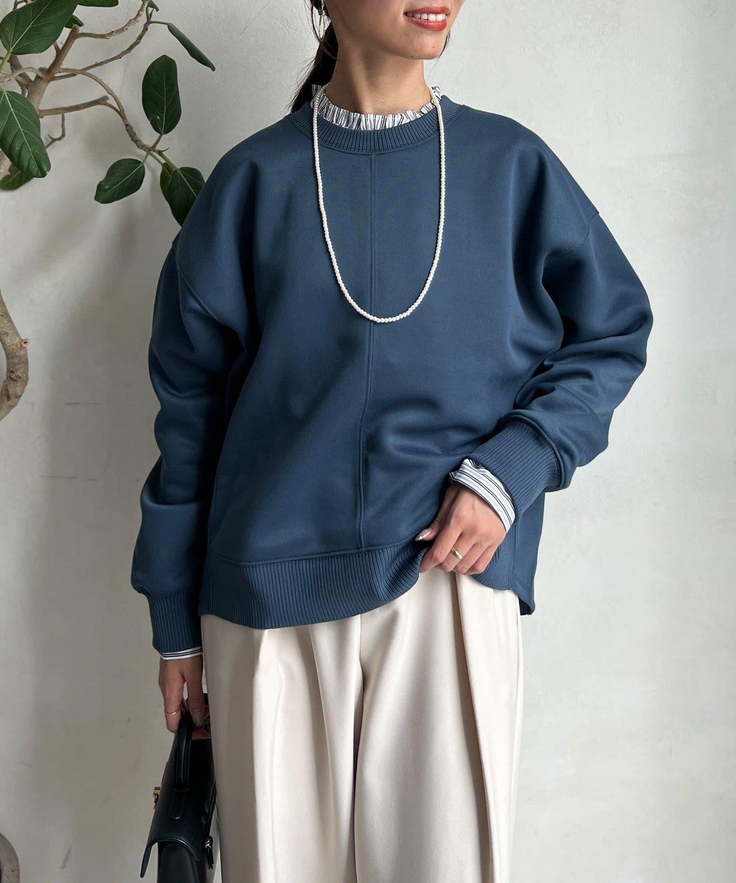 輕量粘合落肩套頭衫