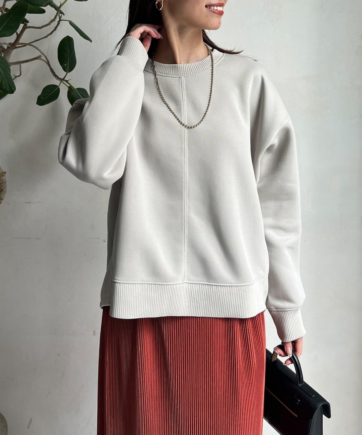 輕量粘合落肩套頭衫