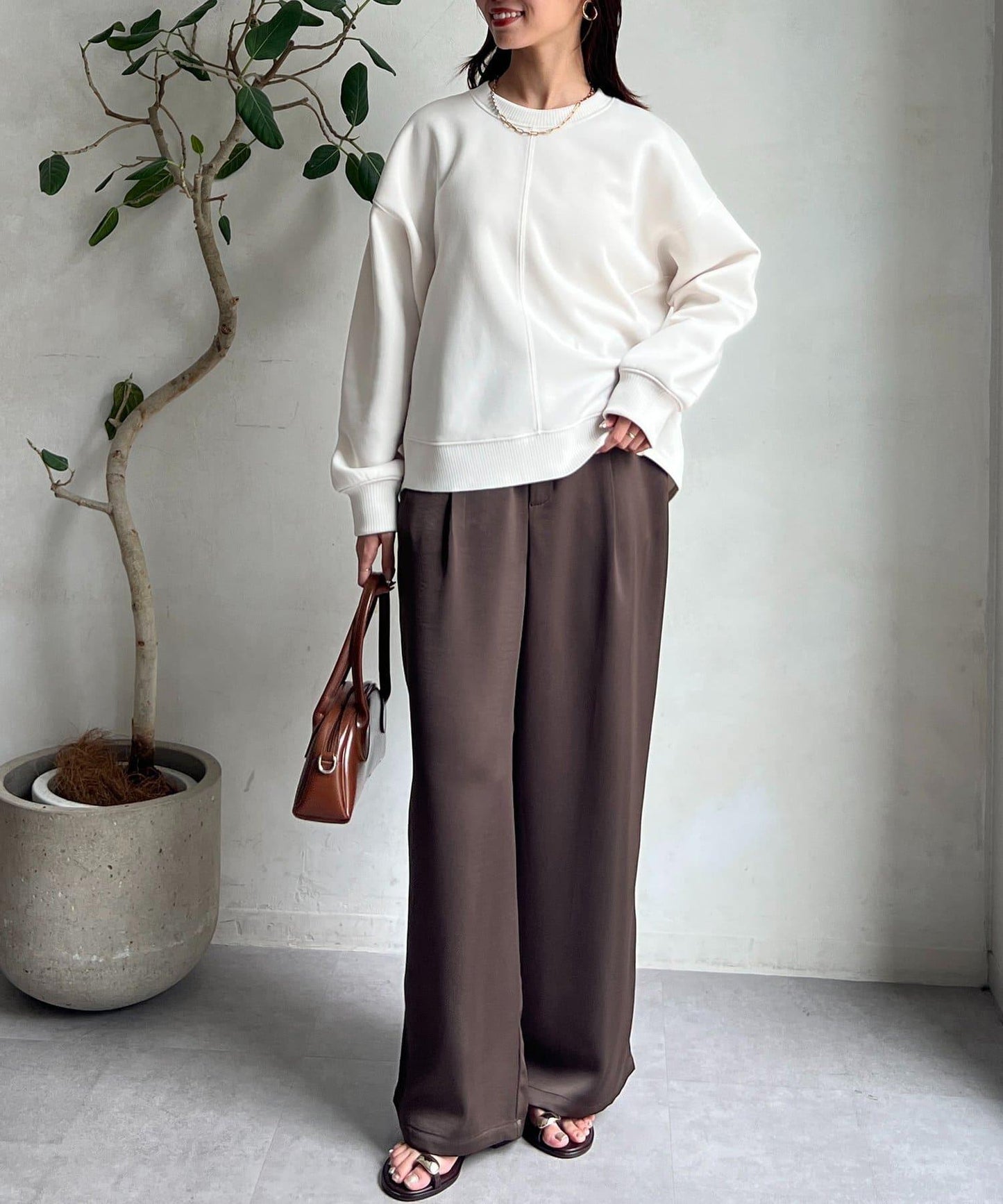 輕量粘合落肩套頭衫