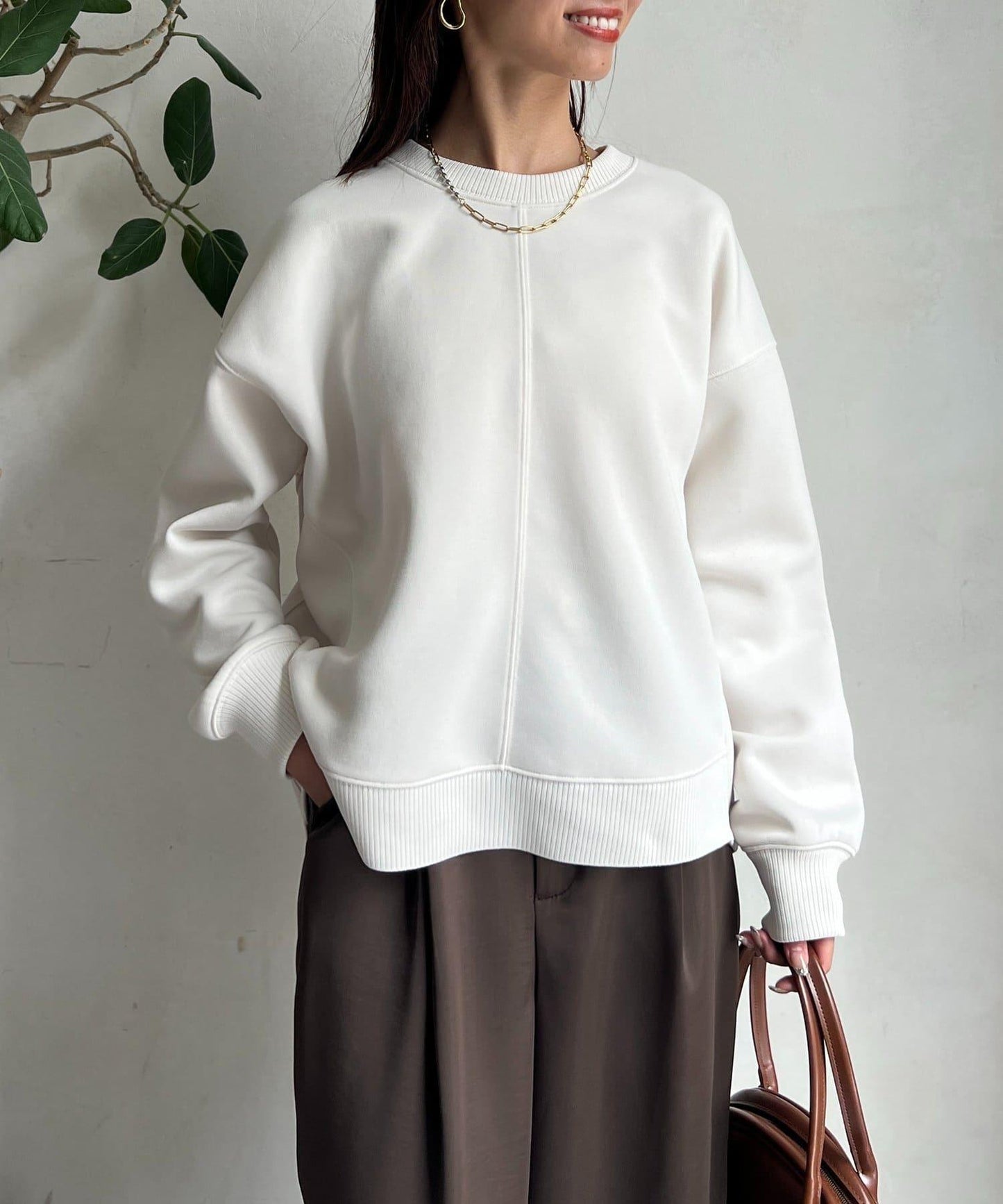 輕量粘合落肩套頭衫