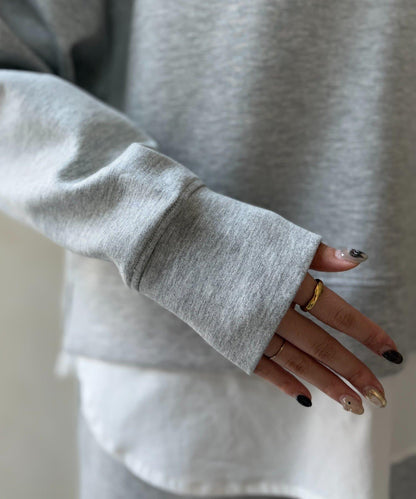 連帽加厚套頭衫×修身半身裙