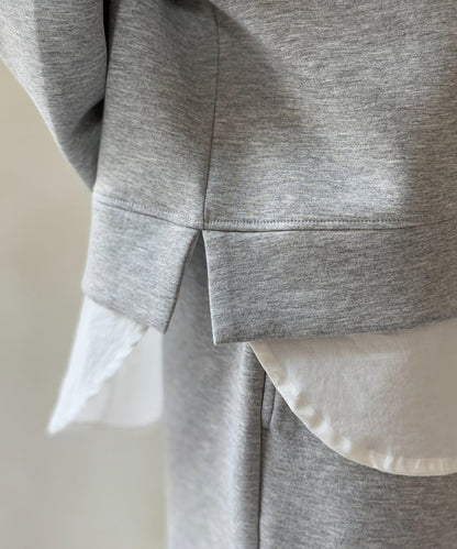 連帽加厚套頭衫×修身半身裙