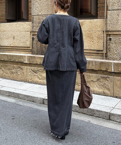 裁剪牛仔修身半身裙