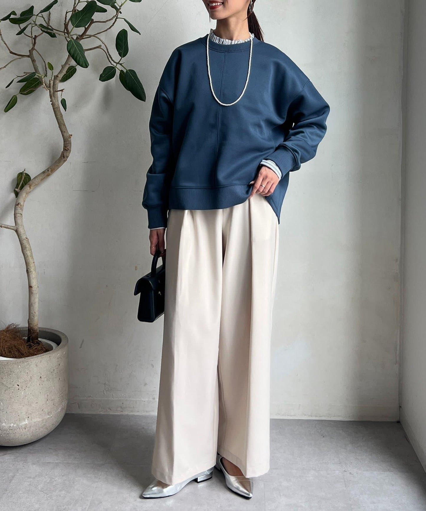 輕量粘合落肩套頭衫