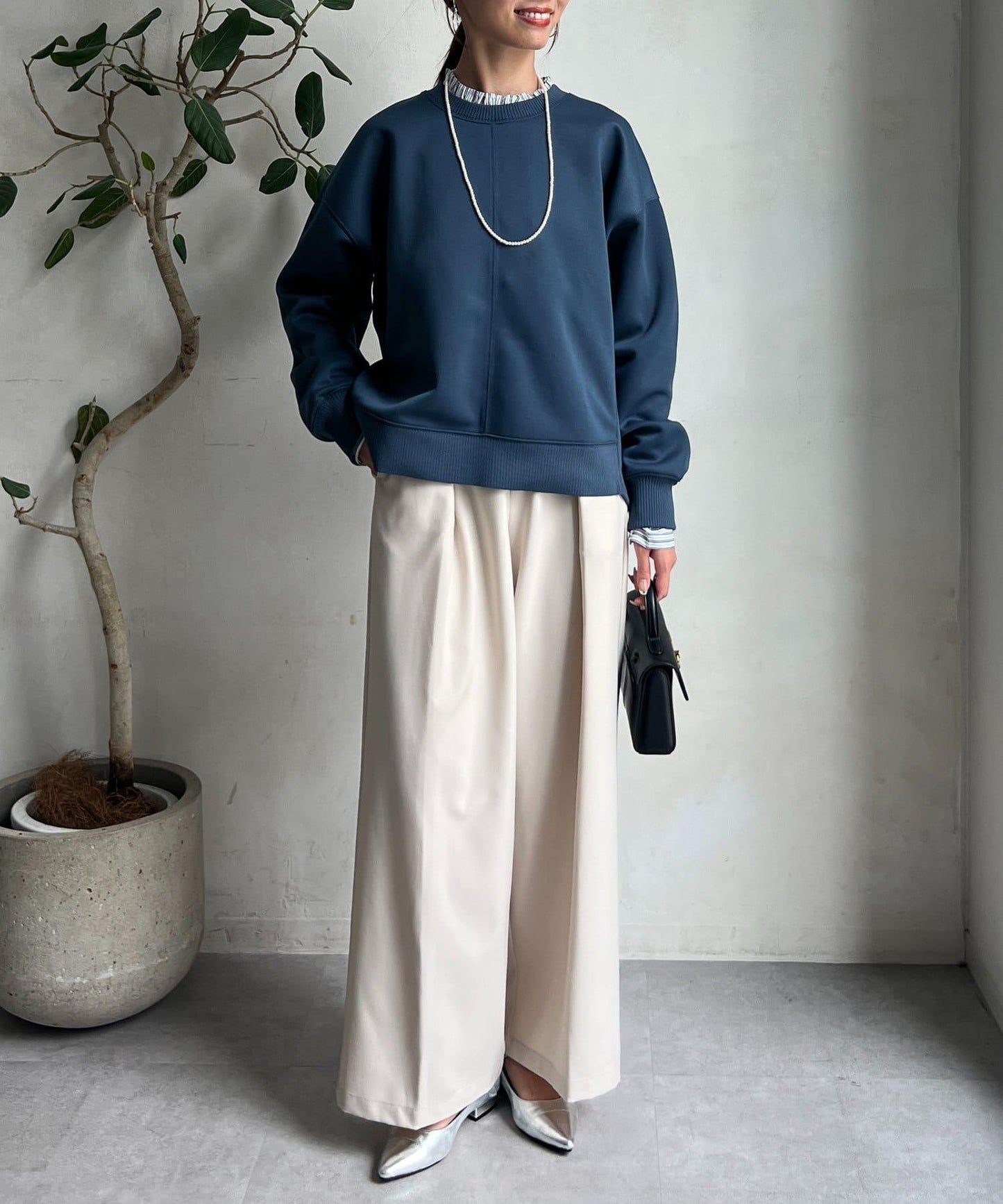 輕量粘合落肩套頭衫