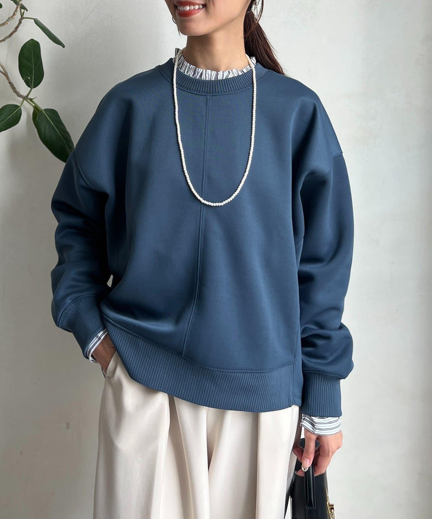 輕量粘合落肩套頭衫