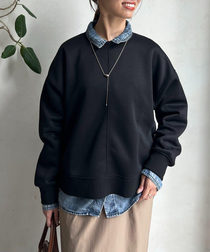 輕量粘合落肩套頭衫