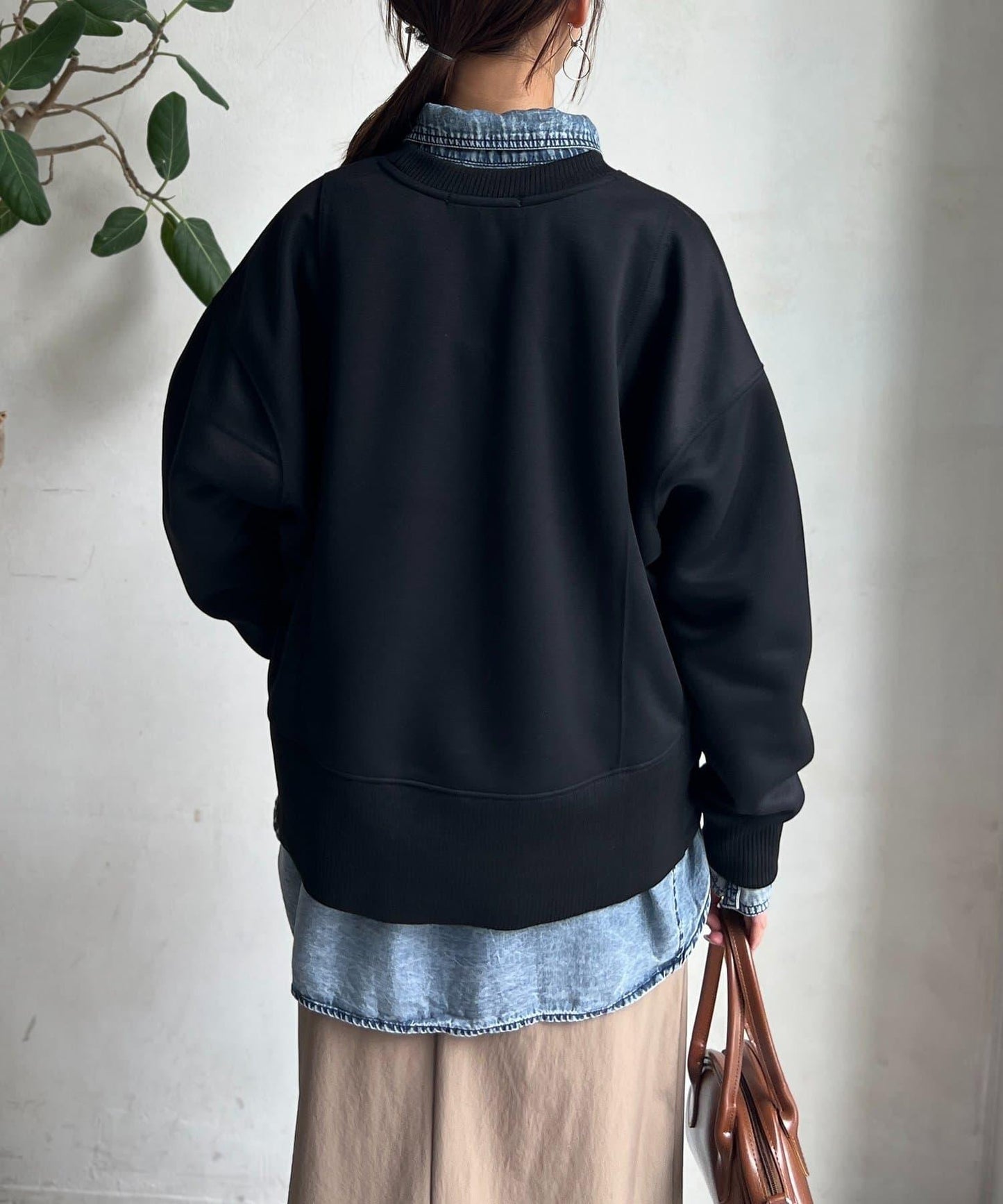 輕量粘合落肩套頭衫