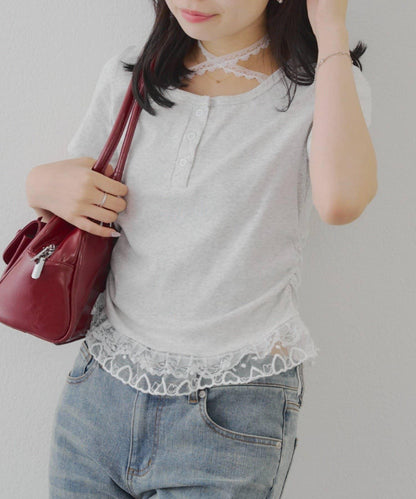 蕾絲掛脖T恤