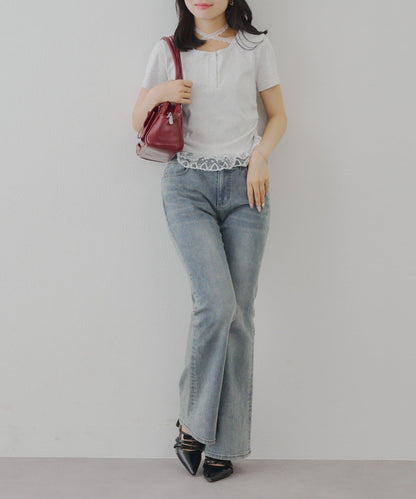 蕾絲掛脖T恤