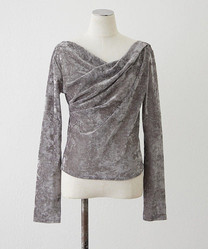 褶皺設計天鵝絨上衣