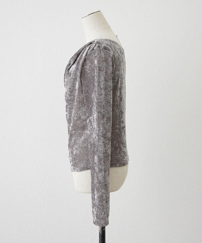 褶皺設計天鵝絨上衣