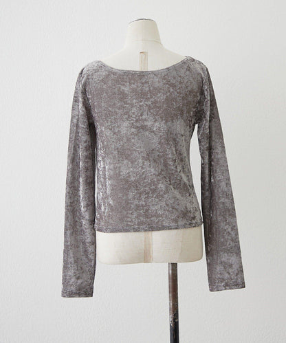 褶皺設計天鵝絨上衣