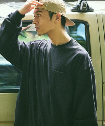 9盎司重磅寬鬆版型圓領長袖T恤/重磅/長袖T恤