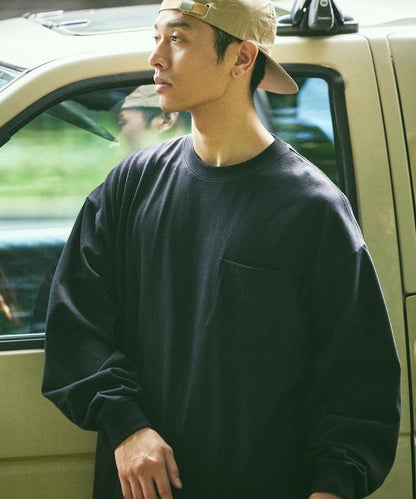 9盎司重磅寬鬆版型圓領長袖T恤/重磅/長袖T恤