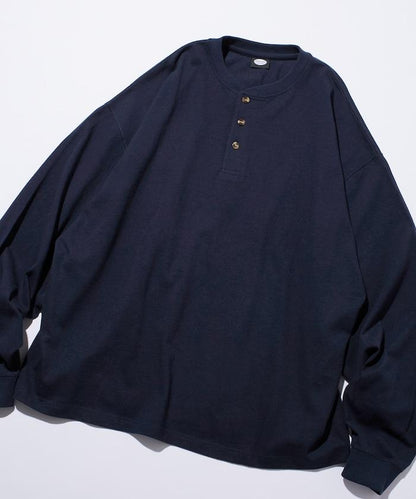 9盎司重磅寬鬆版型亨利領長袖T恤/重磅/長袖T恤