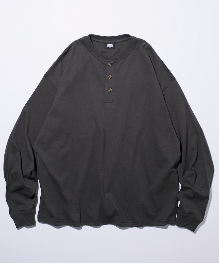 9盎司重磅寬鬆版型亨利領長袖T恤/重磅/長袖T恤