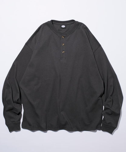 9盎司重磅寬鬆版型亨利領長袖T恤/重磅/長袖T恤