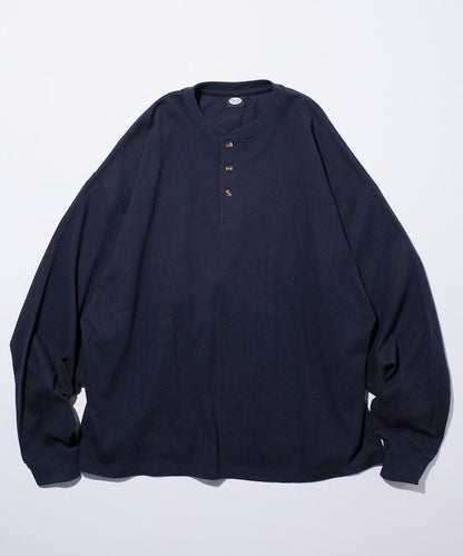 9盎司重磅寬鬆版型亨利領長袖T恤/重磅/長袖T恤