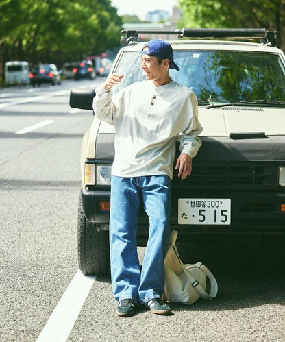 9盎司重磅寬鬆版型亨利領長袖T恤/重磅/長袖T恤