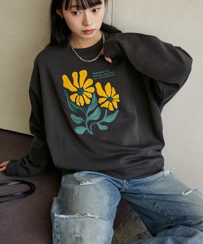 雛菊刺繡圓領衛衣