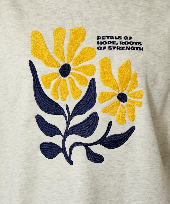 雛菊刺繡圓領衛衣
