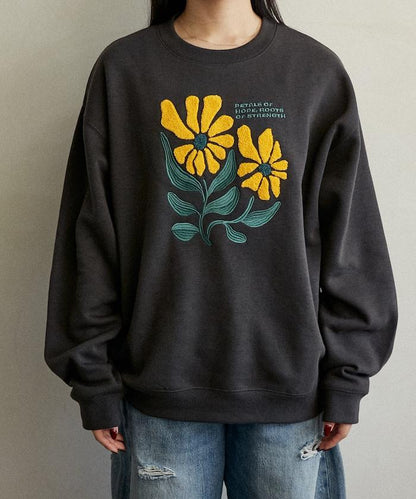 雛菊刺繡圓領衛衣