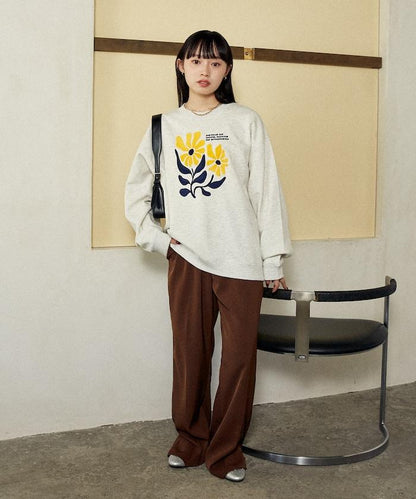 雛菊刺繡圓領衛衣