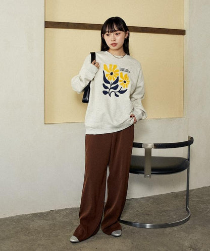 雛菊刺繡圓領衛衣