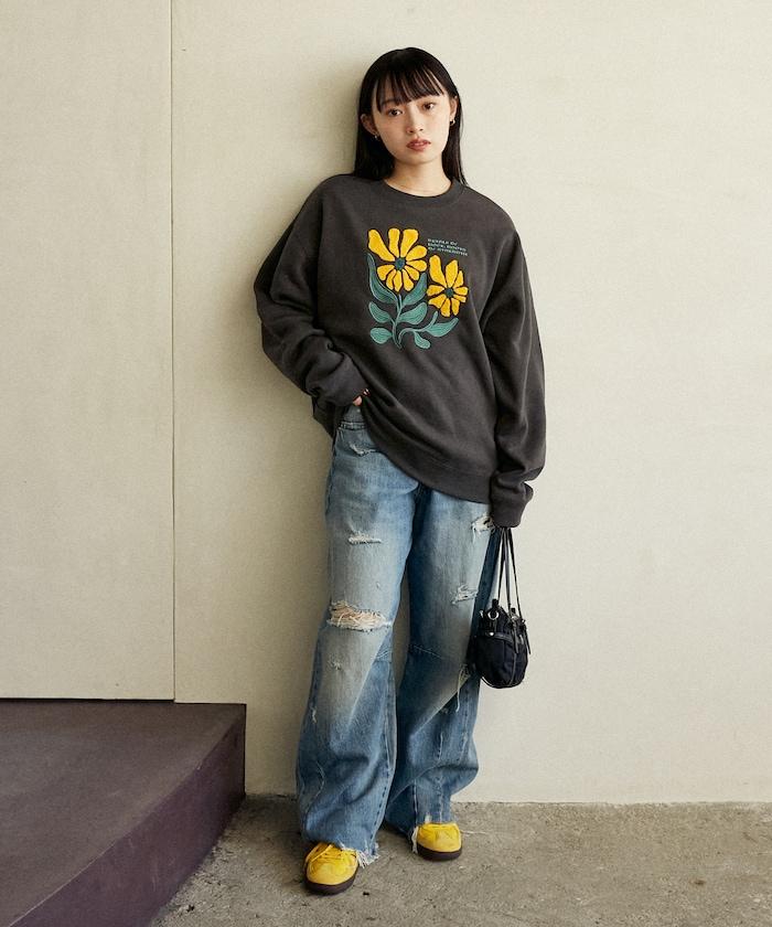 雛菊刺繡圓領衛衣