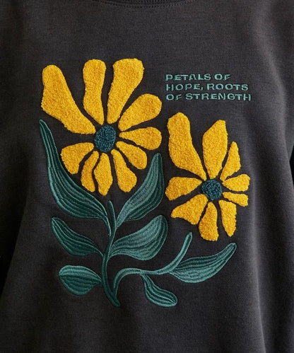 雛菊刺繡圓領衛衣