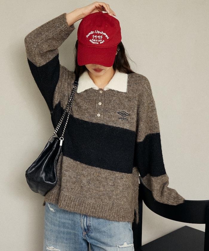 單點刺繡寬鬆橄欖球針織POLO衫