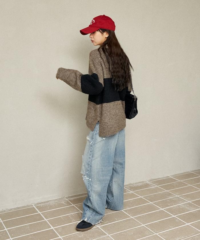 單點刺繡寬鬆橄欖球針織POLO衫