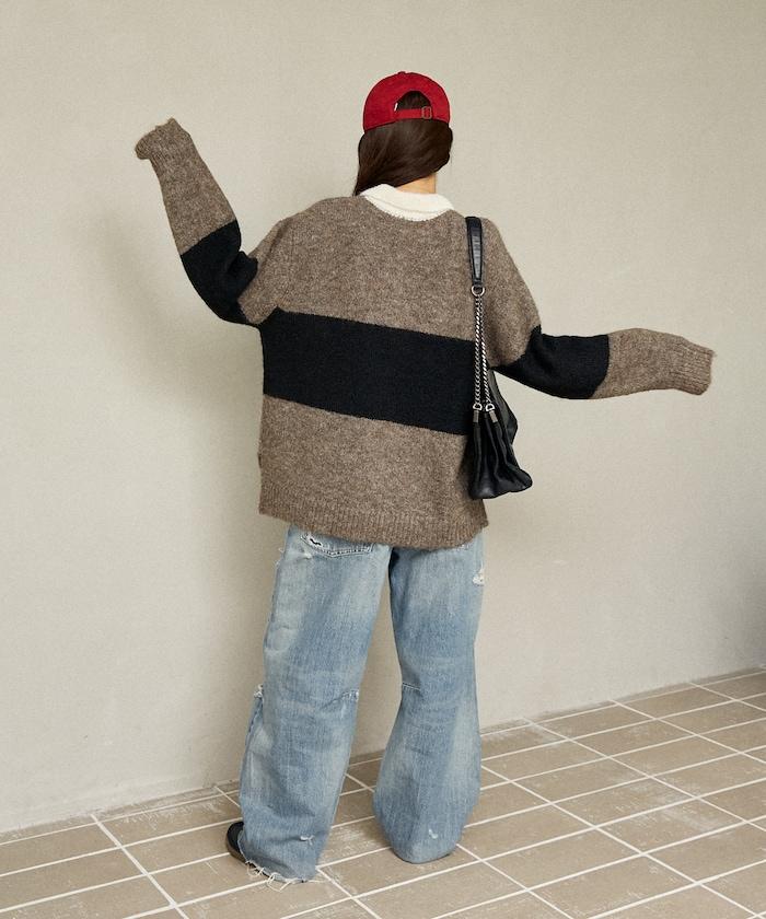 單點刺繡寬鬆橄欖球針織POLO衫