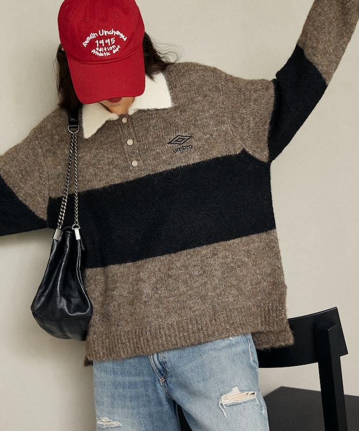 單點刺繡寬鬆橄欖球針織POLO衫