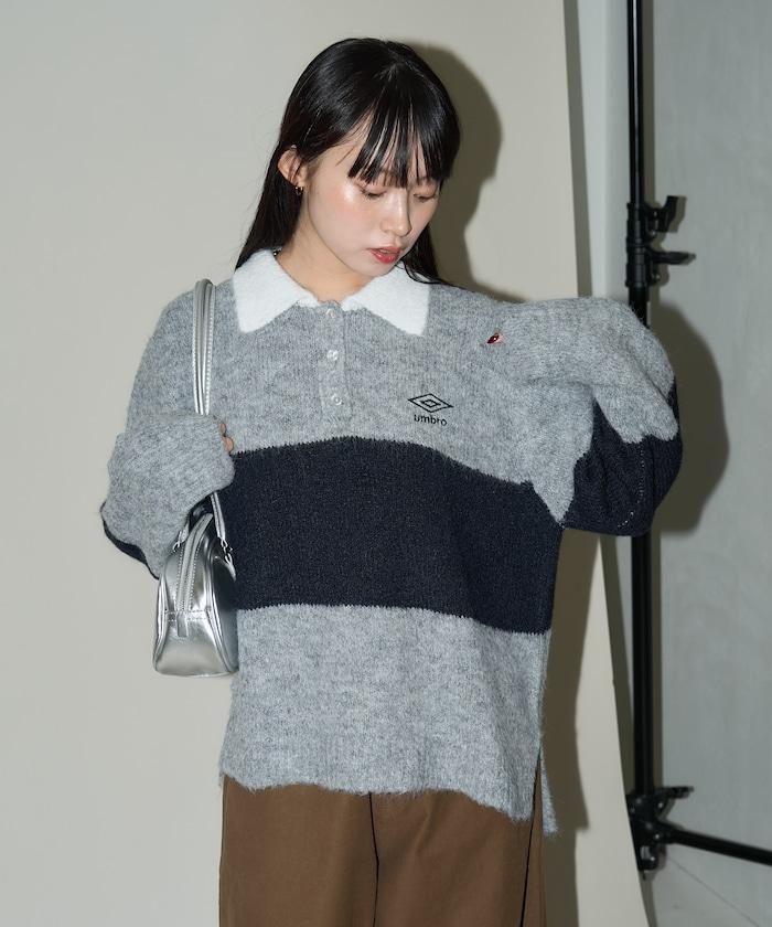 單點刺繡寬鬆橄欖球針織POLO衫