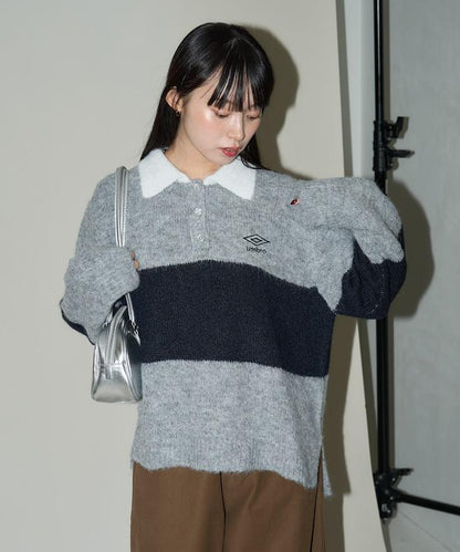 單點刺繡寬鬆橄欖球針織POLO衫