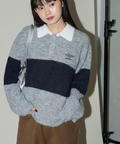 單點刺繡寬鬆橄欖球針織POLO衫