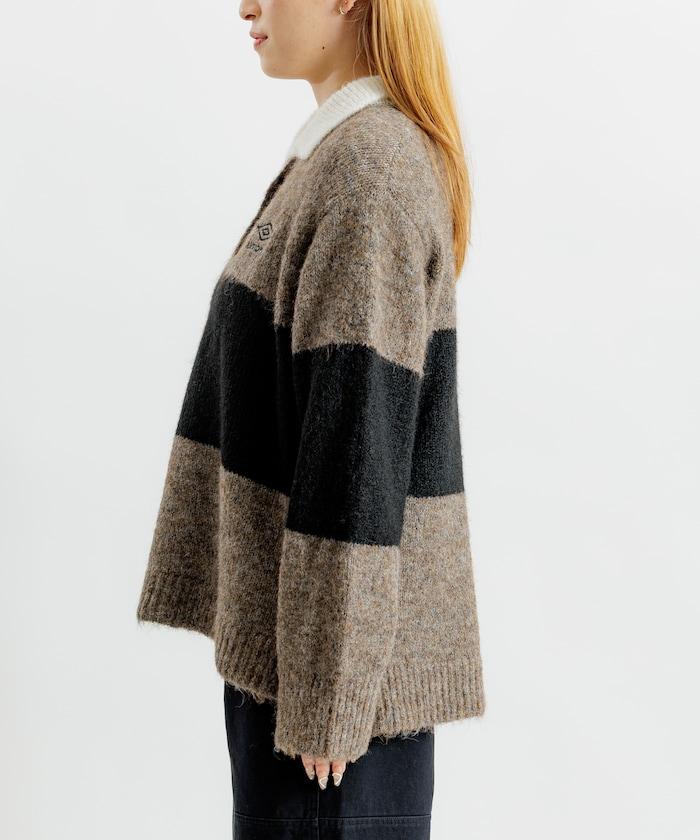 單點刺繡寬鬆橄欖球針織POLO衫