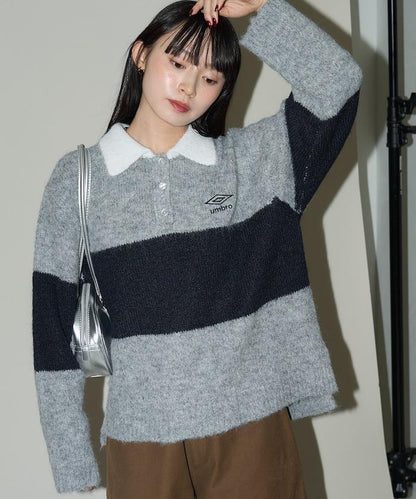 單點刺繡寬鬆橄欖球針織POLO衫