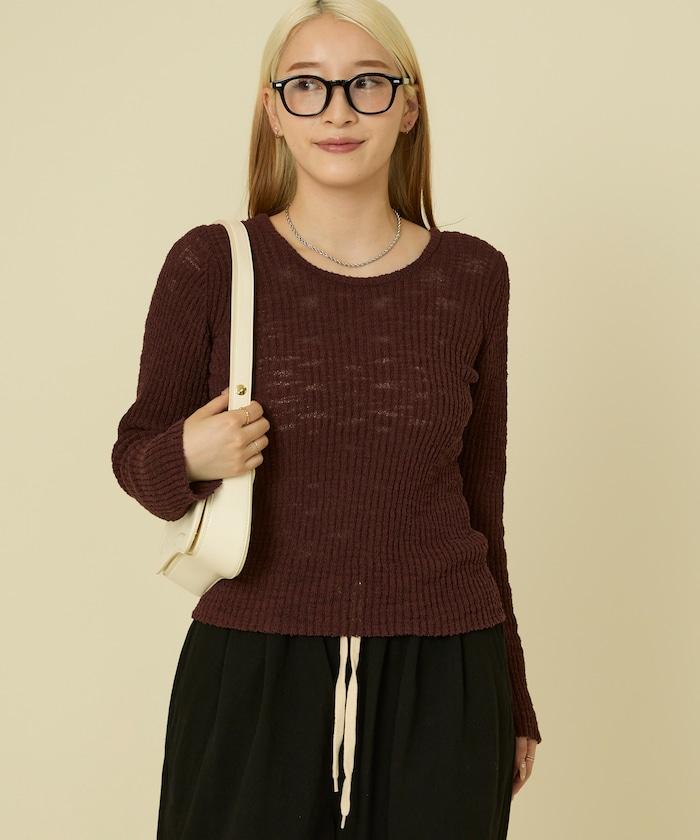 粗斜紋羅紋芭蕾領針織衫