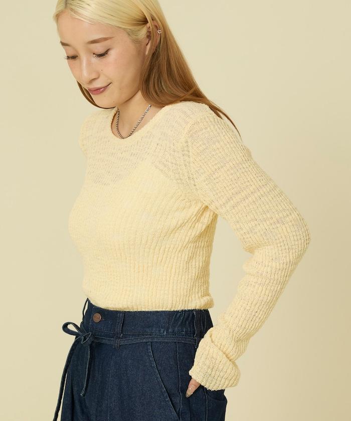 粗斜紋羅紋芭蕾領針織衫