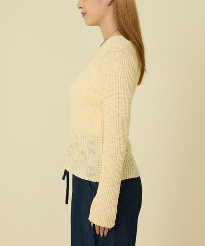粗斜紋羅紋芭蕾領針織衫