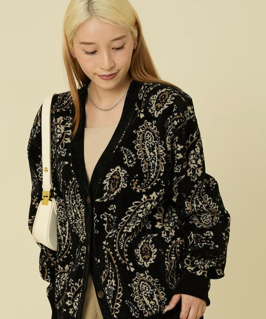 佩斯利花紋針織開衫