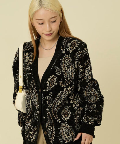 佩斯利花紋針織開衫