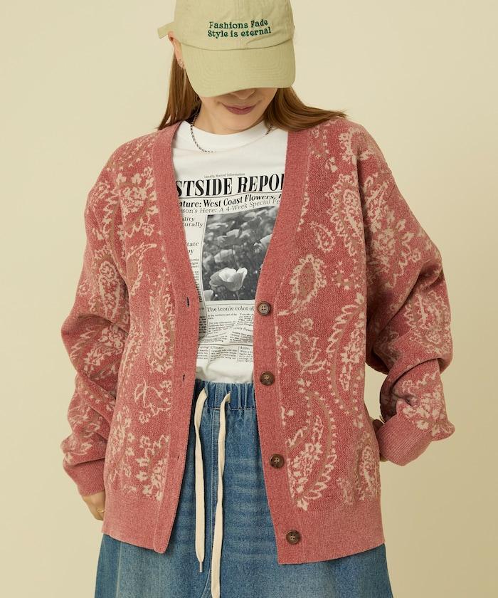 佩斯利花紋針織開衫