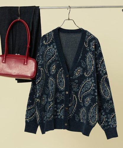 佩斯利花紋針織開衫