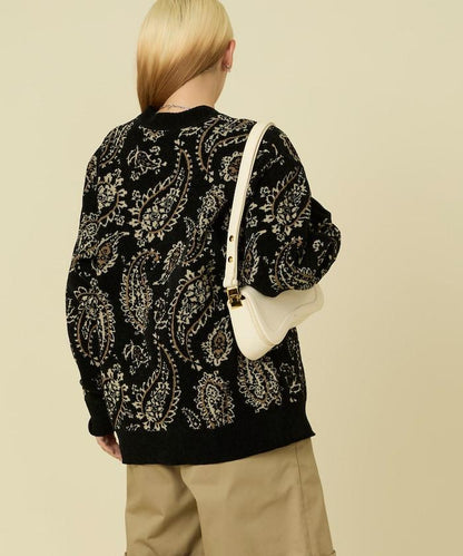 佩斯利花紋針織開衫