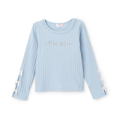 水鑽標誌羅紋長袖T恤