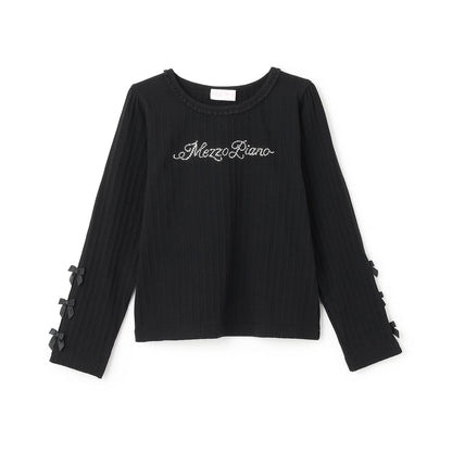 水鑽標誌羅紋長袖T恤